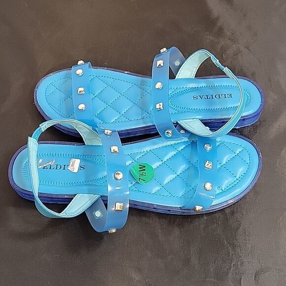 BRAND NEW ELDITAS JELLY STUDDED DOUBLE AND ANKLE STRAP WOMEN"S OPEN TOE … - Picture 11 of 12